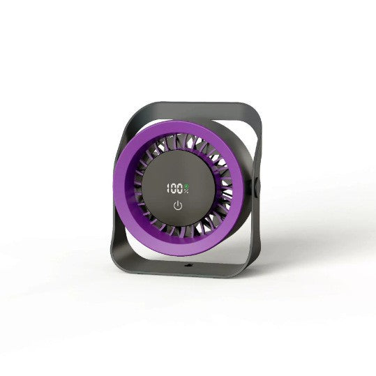Portable Digital Cooling Fan with LED Display and Wooden Handle