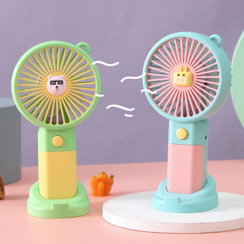 Portable Handheld Fan USB Rechargeable Cute Animal Design Lightweight Compact