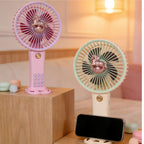 Portable Rechargeable Hand Fan for Women with Playful Horse Motif Multiple Speeds Compact Design