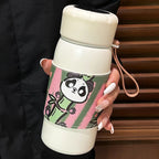 Women’s Insulated Water Bottle BPA-Free Plastic Double-Walled Panda Design Spill-Proof Lid