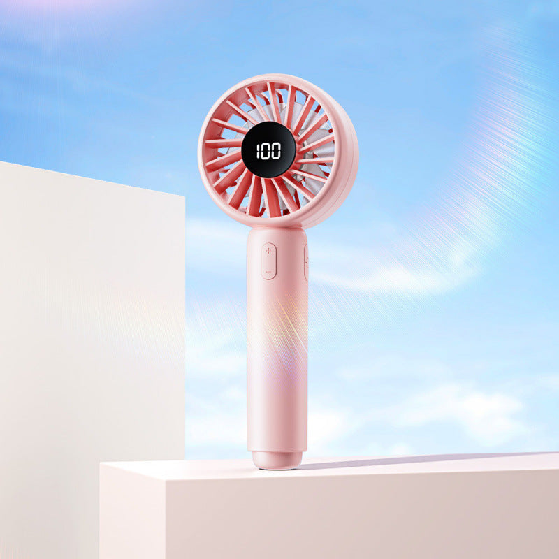 Portable Handheld Fan Compact Lightweight Rechargeable Battery LED Display Multiple Speeds