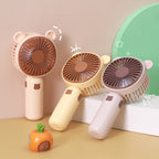 Ladies Hand Fan Portable USB Rechargeable Cute Bear Design 3-Speed Cooling