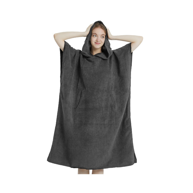 Women's Hooded Poncho Soft Microfiber Fabric with Hood and Pockets Cozy Relaxed Fit