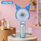 USB Rechargeable Mini Handheld Fan with Foldable Stand and Removable Ear Attachments