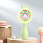 Women’s Handheld Fan with LED Lights Creative Cute Ear Design Rechargeable Portable