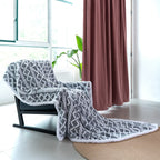 Women’s Reversible Blanket Soft Microfiber Cozy Geometric Pattern White Fluffy Throw