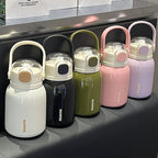 Women's Insulated Drink Container with Carrying Handle Leak-Proof Double Wall 12-Hour Temperature Retention Cute Design