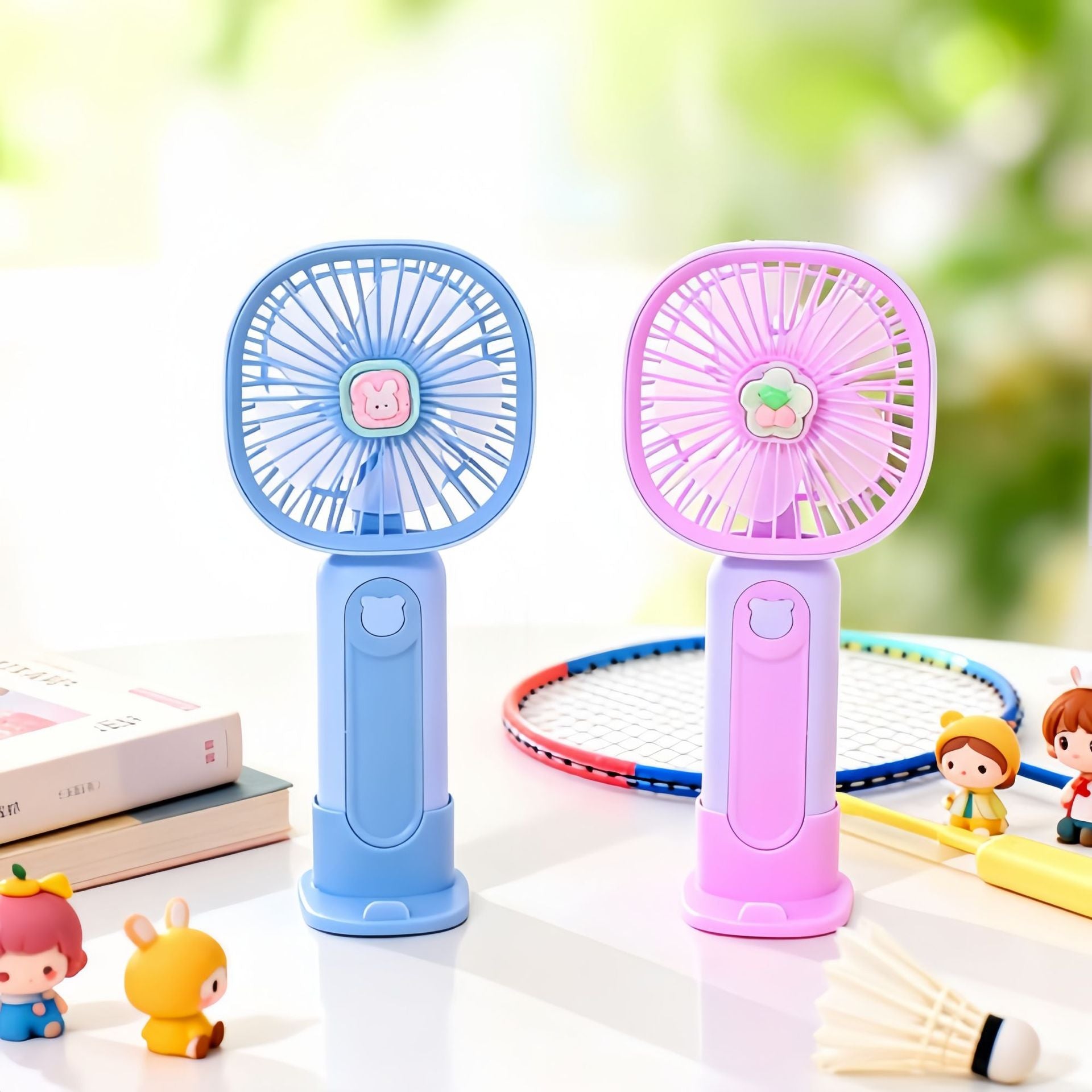 Portable USB Hand Fan with Cute Bear Design Compact Quiet Swivel Head for Women