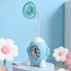 Ladies Desk Clock with Integrated Mini Fan Modern Design for Desk or Bedside