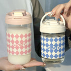 Universal Thermal Mug Glass Insulated Travel Cup with Leak-Proof Flip Lid for Women