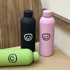Women's Stainless Steel Insulated Water Bottle Leak-Proof Smiley Design Portable