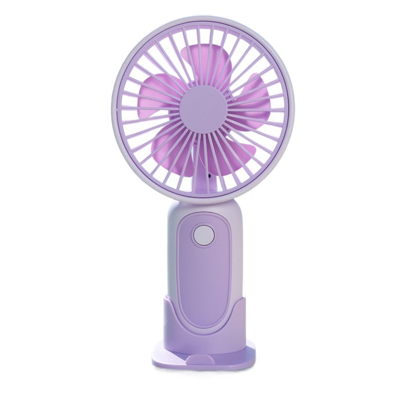 Unisex compact portable hand fan with foldable stand and quiet brushless motor rechargeable