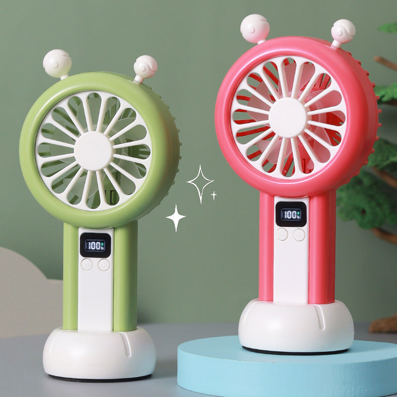 Women's Portable Handheld Fan with Digital Display Multiple Speed Modes Compact Design