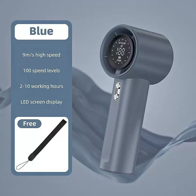 Portable Handheld Fan High Speed 9m/s Adjustable 100 Levels LED Display Compact