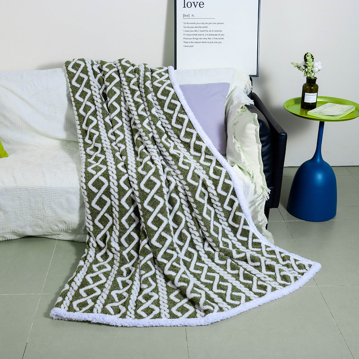 Cozy Throw Blanket Soft Fibers Large Modern Boho Design Machine Washable Home Decor