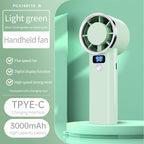 Portable Handheld Fan with Digital Display and Five Speed Levels