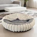 Round Pet Bed with High Edge Soft Cozy Washable Non-Slip Bottom for Dogs Cats