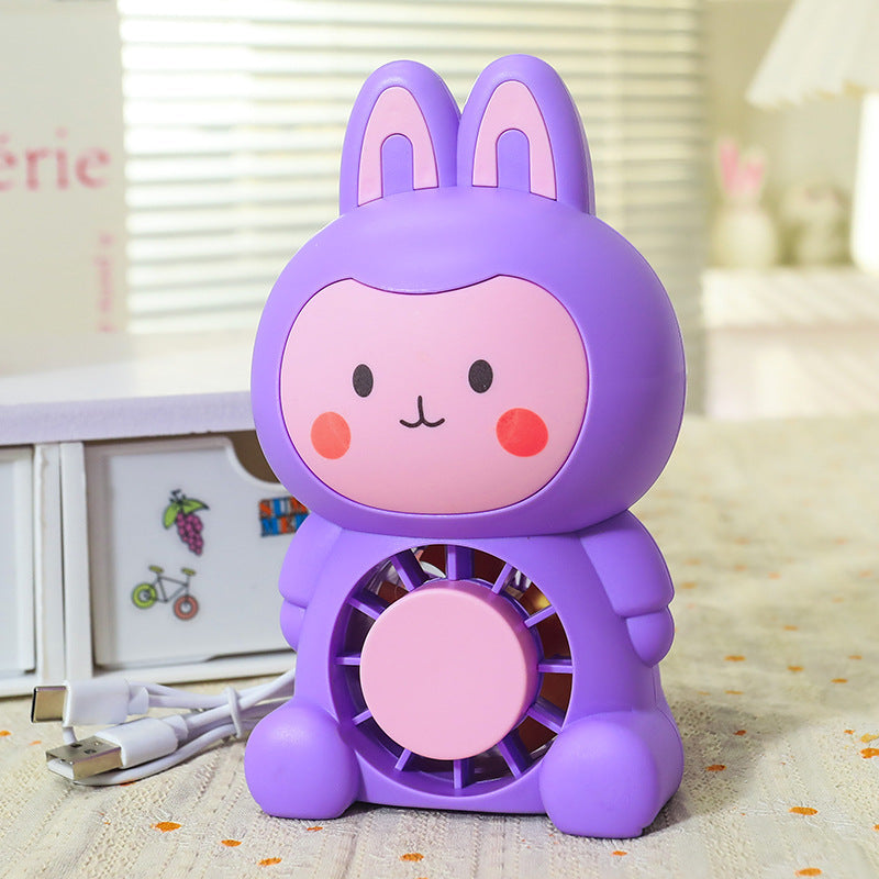 Portable USB Mini Fan Cute Rabbit Design Adjustable Speed Quiet Operation