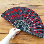 Women's Lace Fan High-Quality Breathable Fabric Artistic Floral Motifs