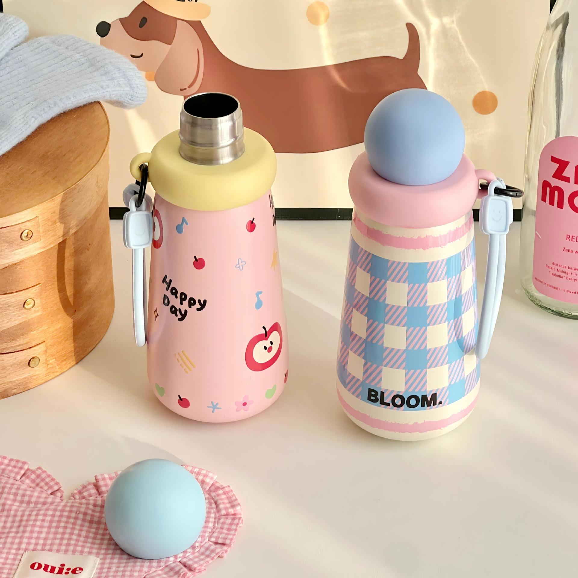 Women’s Water Bottle with Creative Lid Funny Design Leak-Proof Portable Durable
