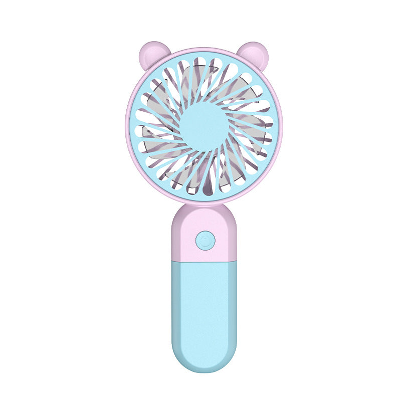Portable Handheld Fan Cute Bear Design USB Rechargeable Quiet Operation