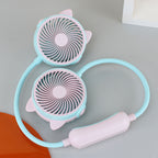 Portable Double Neck Fan with Flexible Gooseneck, Rechargeable Quiet USB Travel Fan