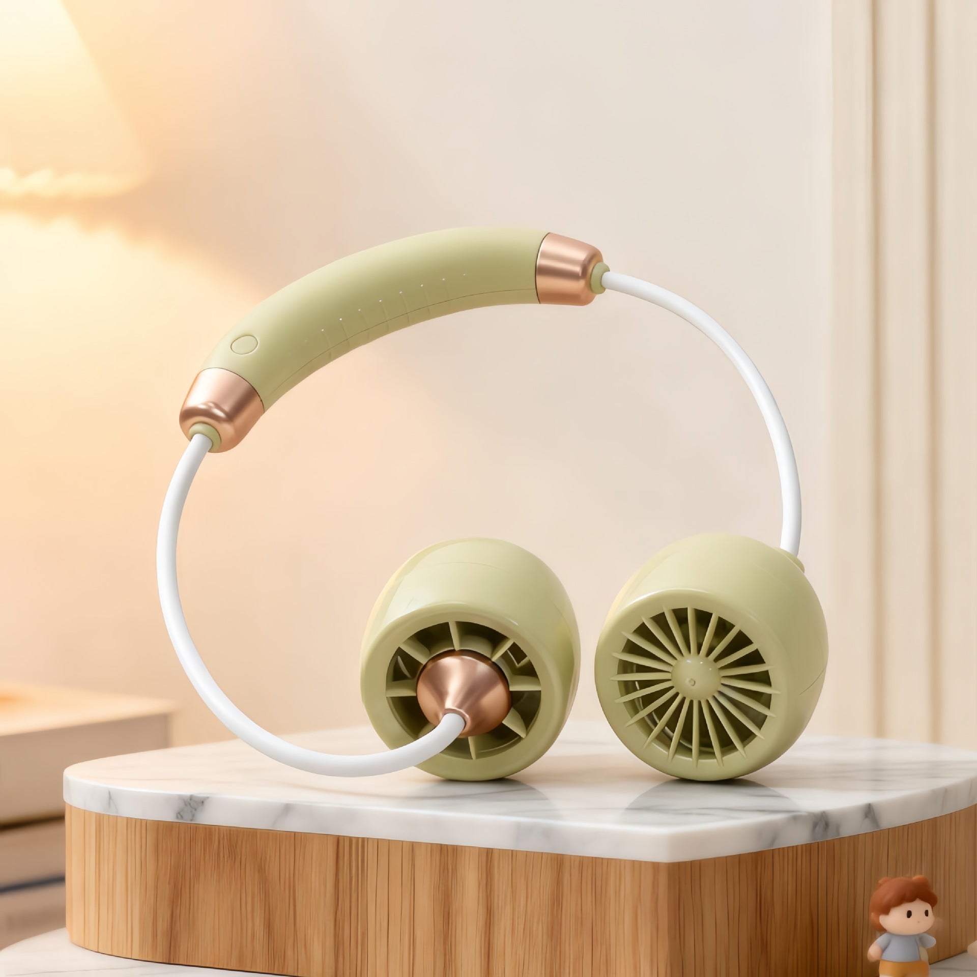 Women’s Portable Neck Fan with Flexible Holder USB Rechargeable Lightweight Ergonomic Design