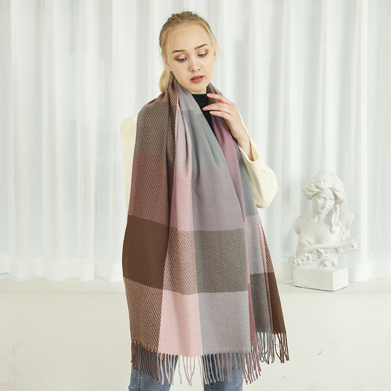 Ladies Throw Blanket Soft Lightweight Cozy Check Pattern Warm Tones