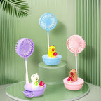 USB Desk Fan with Colorful LED Light Portable Quiet Table Fan for Women Adjustable Tilt