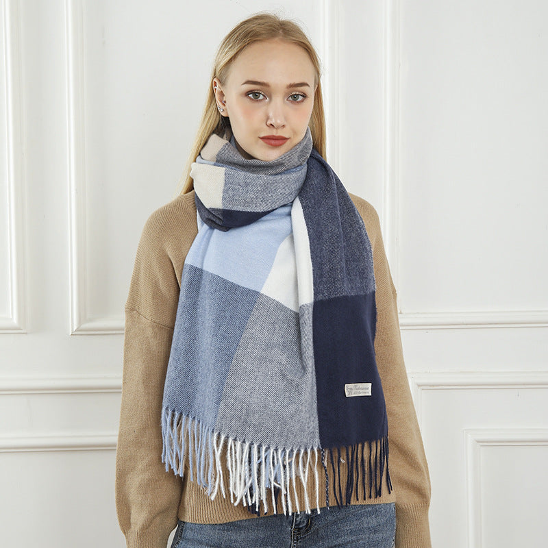 Ladies Patterned Scarf Soft Stylish Design with Fringes for Cold Weather