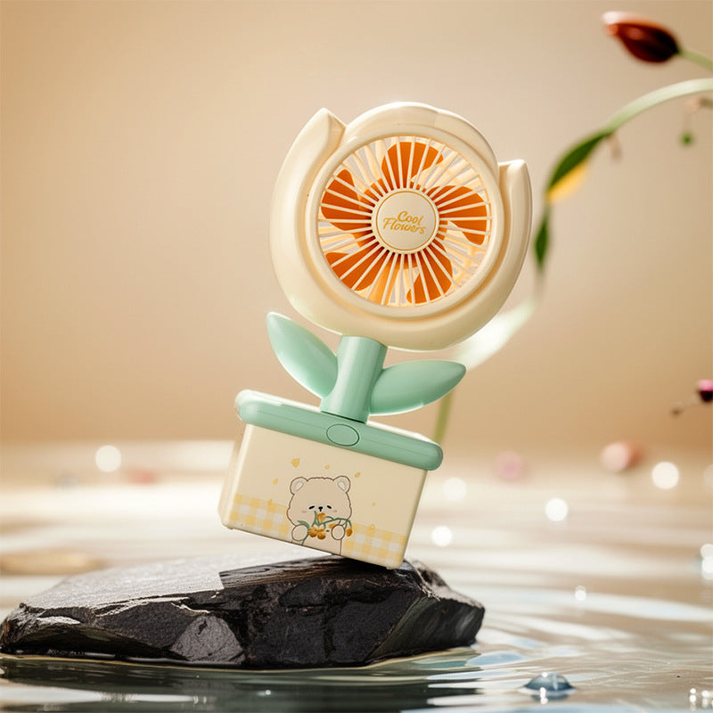 Portable Mini Fan Flower-Shaped USB Rechargeable Quiet Personal Fan