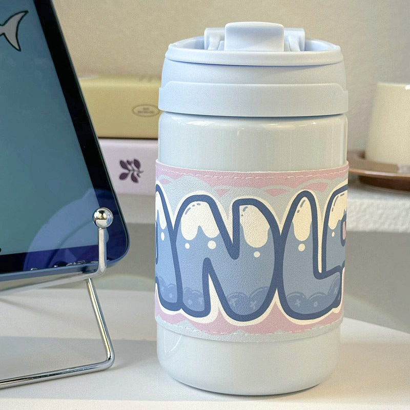 Insulated Water Bottle with Cute Animal Design Lightweight Spill-Proof Flip Lid