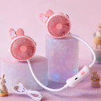 Portable Unisex Neck Fan Dual Fan Flexible USB Rechargeable Hands-Free Cooling