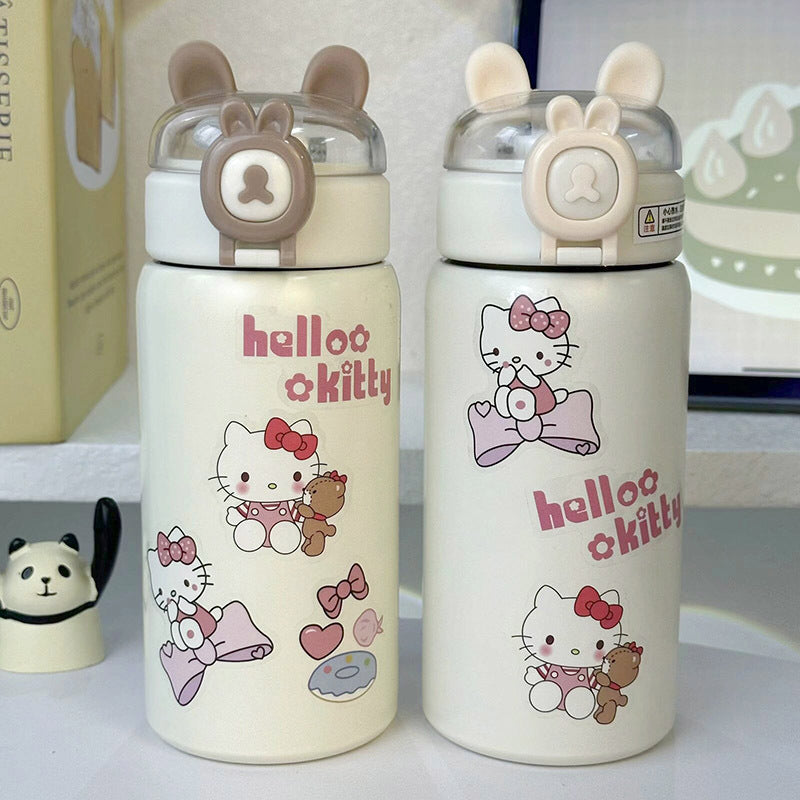 Insulated Plastic Water Bottle with Secure Flip Lid Hello Kitty Design for Women