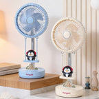 Portable Table Fan with Cute Penguin Design USB Rechargeable Compact Desk Fan