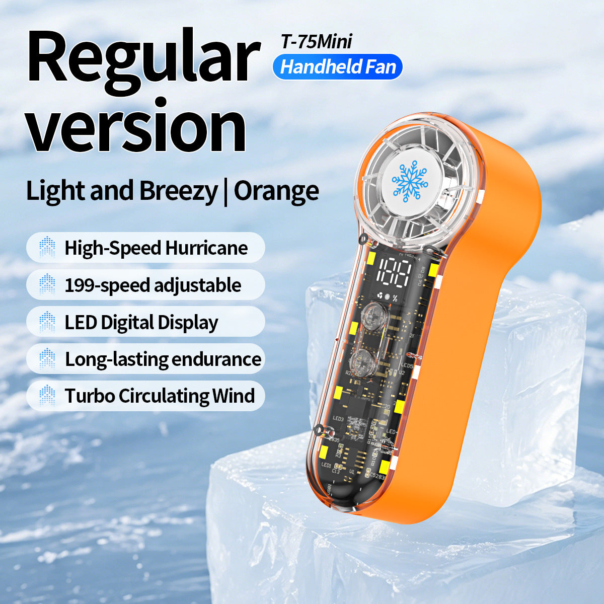 Portable Mini Hand Fan High-Speed 199 Settings LED Display Long Battery Life Compact for Women