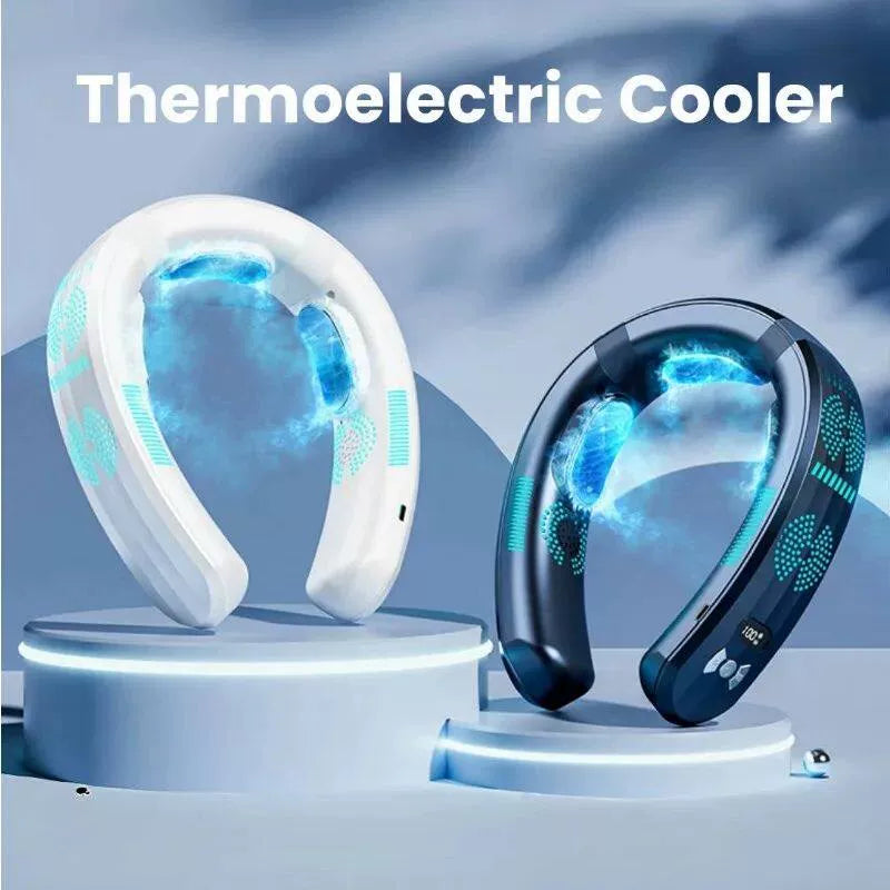 Portable Neck Cooling Fan USB Rechargeable Hands-Free Adjustable Airflow with LED Display
