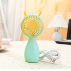 Portable Table Fan Rechargeable Quiet Compact Desk Fan with Cute Ears for Home Office
