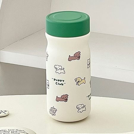 Insulated BPA-Free Water Bottle for Women with Cute Dog Design Leak-Proof Screw Cap