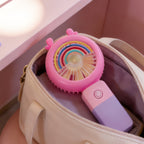Portable Handheld Fan with Multicolor LED Lighting USB Rechargeable Flexible Design