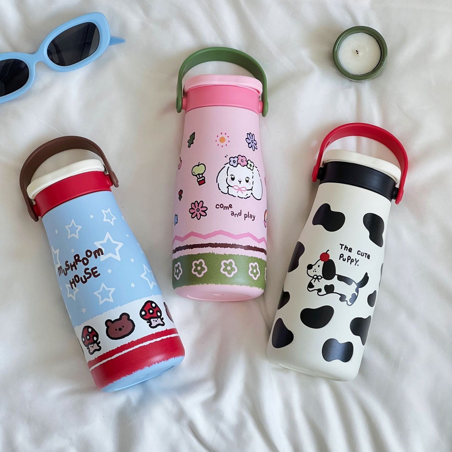 Playful Insulated Water Bottle BPA-Free Plastic with Handle and Animal Design for Women