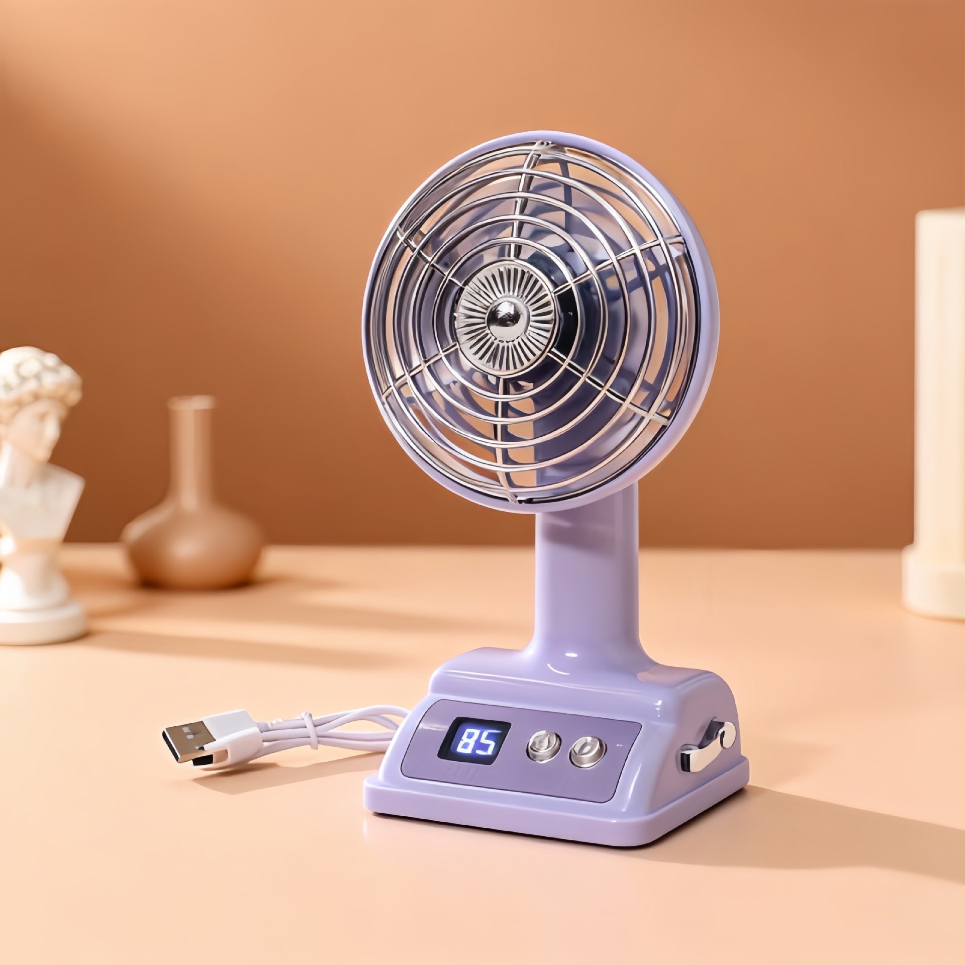 Portable USB Table Fan with Digital Speed Display Adjustable Tilt Lightweight and Energy Efficient