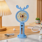 Portable Handheld Fan with Antler Design USB Rechargeable 5-Speed Compact Quiet Fan for Women