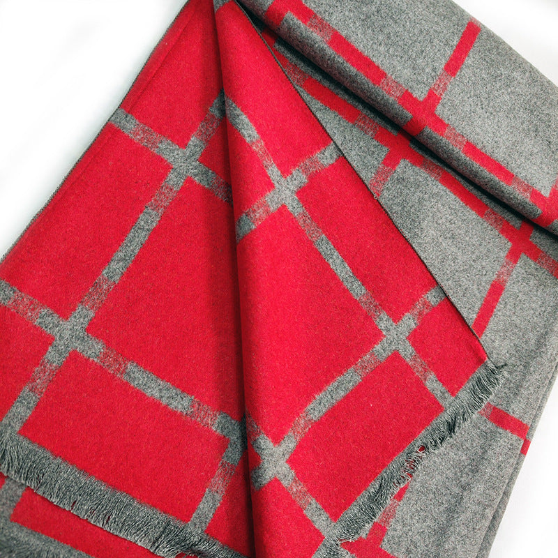 Brehn Women's Elegant Warm Scarf Soft Fabric Modern Check Pattern Winter Accessory