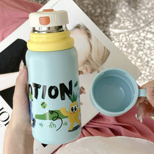 Insulated Stainless Steel Water Bottle with Colorful Polka Dot Pattern for Women