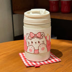 Women’s Insulated Thermo Mug with Cute Animal Design Leak-Proof Lid Ergonomic Handle