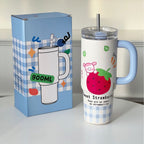 Women's Insulated Stainless Steel Cup With Straw Spill-Resistant Travel Tumbler