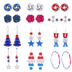 Women's Lightweight Star Earrings Enamel Flag Design Fishhook Closure Zinc Alloy
