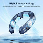 Portable Neck Cooling Fan USB Rechargeable Hands-Free Adjustable Airflow with LED Display