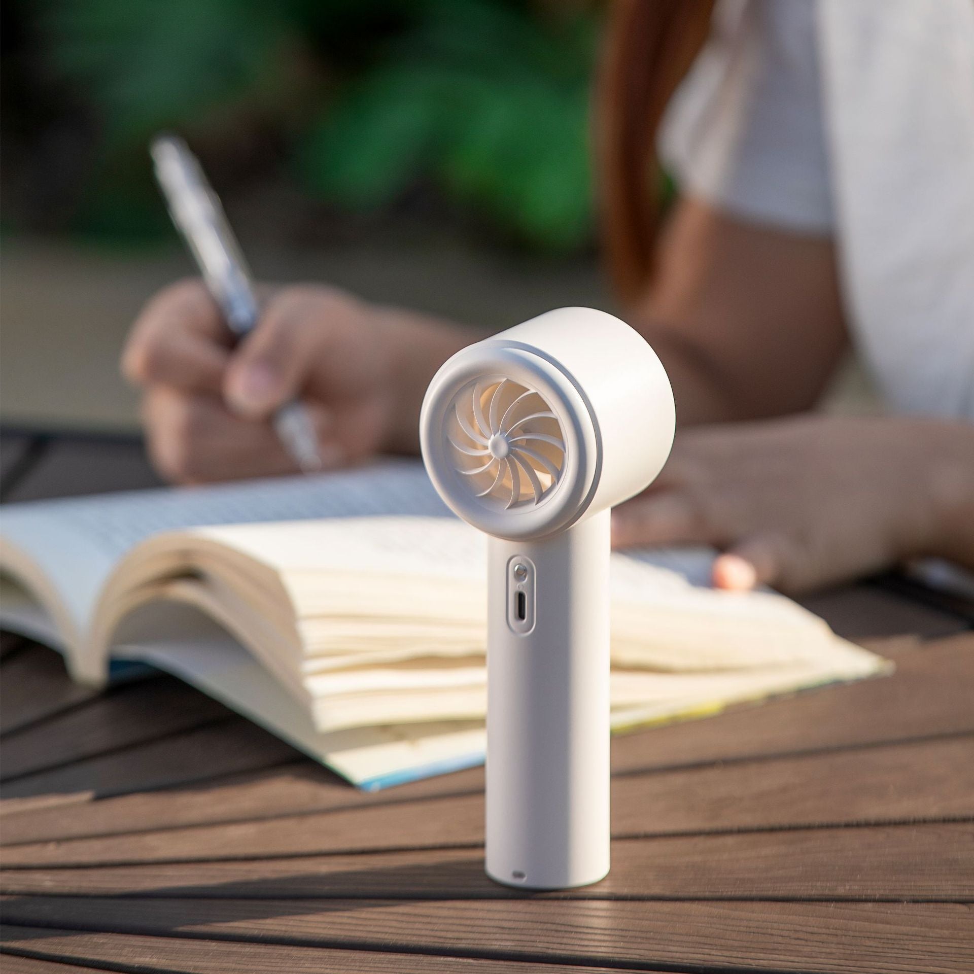 Portable Handheld Fan Rechargeable USB with Adjustable Speeds and Digital Display Lightweight Ergonomic Design
